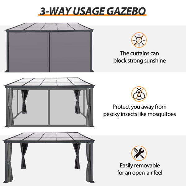 COVERONICS 13 Ft. W x 10 Ft. D Aluminum Patio Gazebo Wayfair Canada